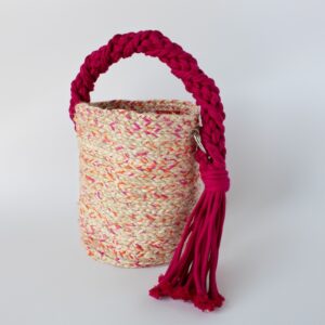 Braided Maguey Bucket Bag - orange