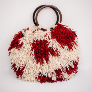 Natural Wool Tote - Red